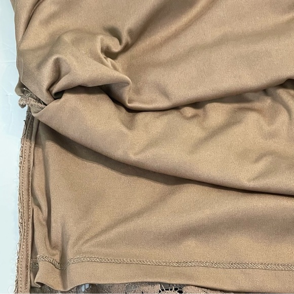 Isaac Mizrahi dress 1X sleeveless lined lace dress in mocha side zip eyelash hem - Picture 7 of 16